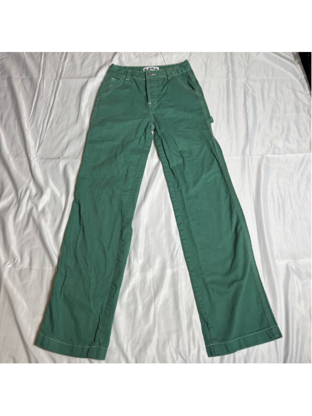 Women's S.O.N.G. Boyfriend Jeans Size 00 Green White Stitching